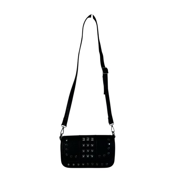Sourpuss Aimee Clutch Purse Crossbody Black w/ Silver Studded Punk Emo   Conditi - Picture 11 of 11